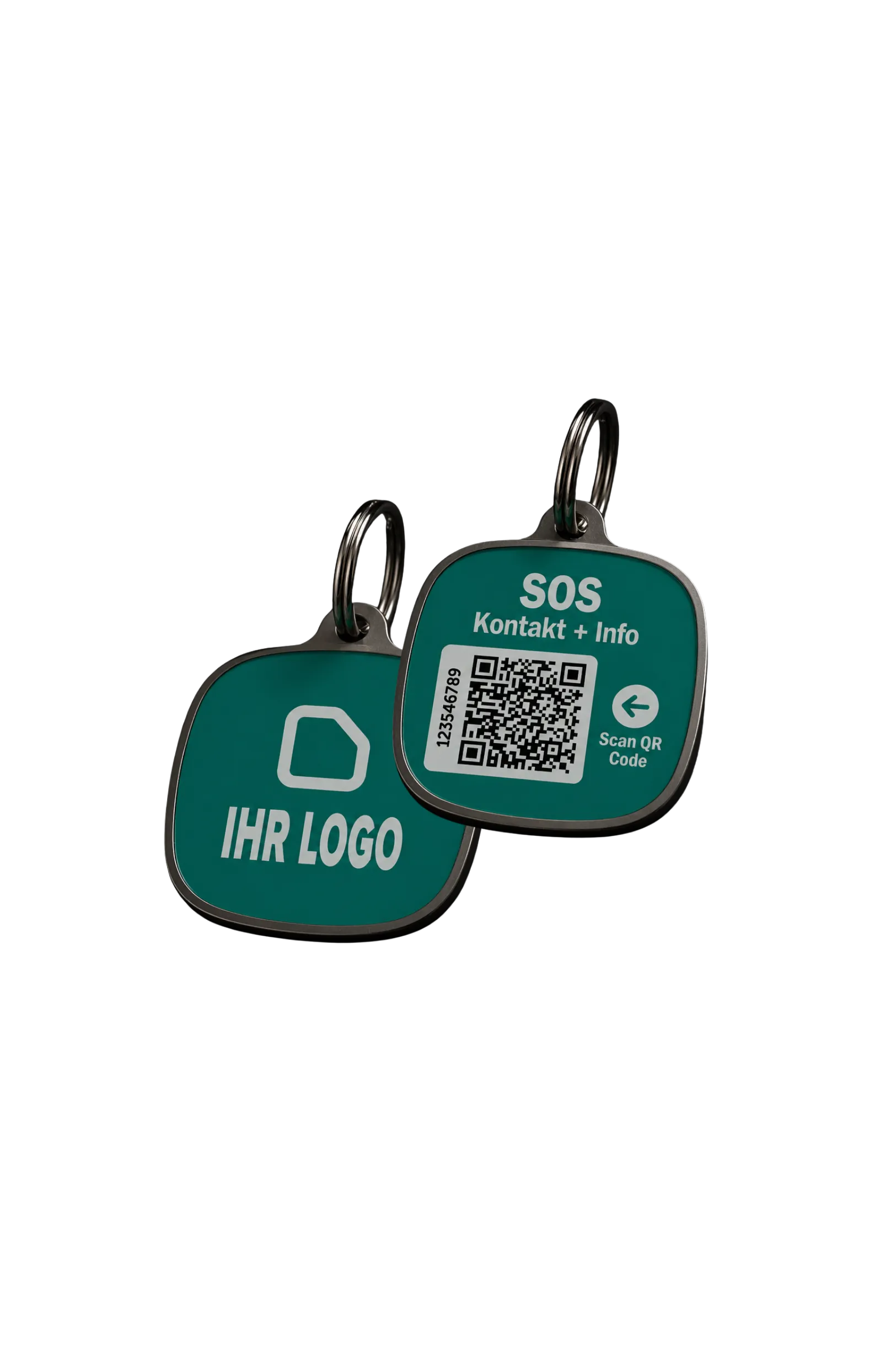 Médaillon animal avec code QR et logo d'entreprise