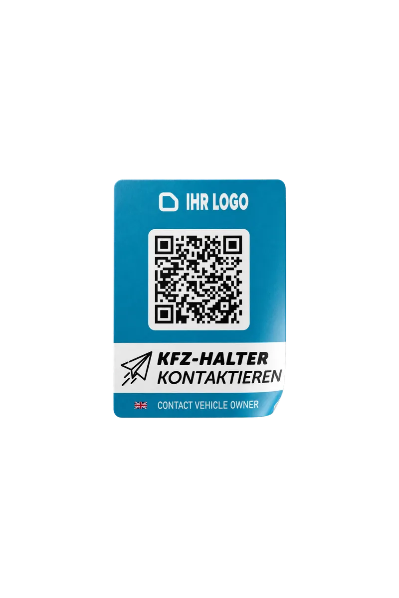 Autocollant auto avec logo client et QR code pour contacter le propriétaire du véhicule