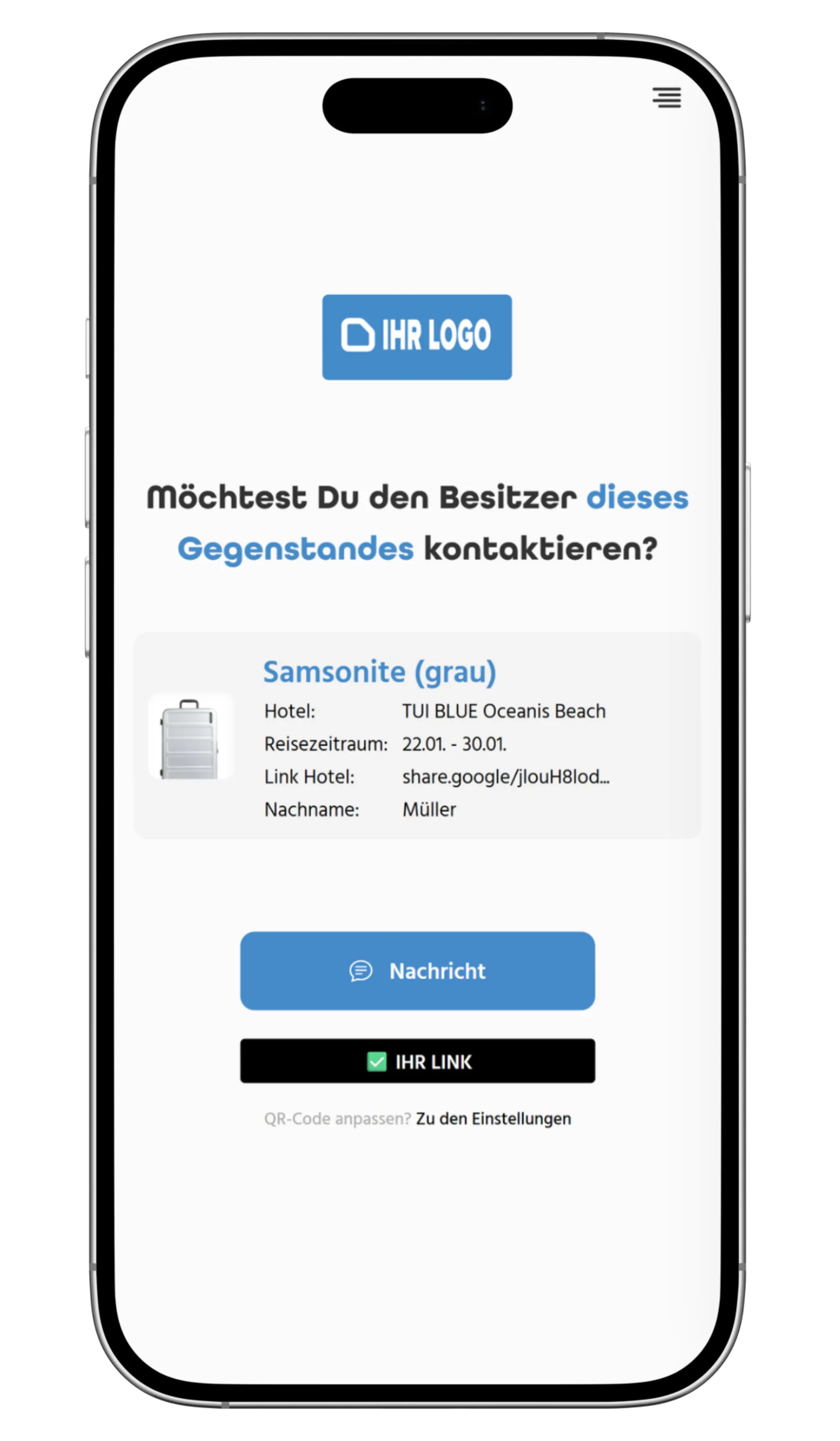 Función de contacto hiddencontact® – vista general de la app
