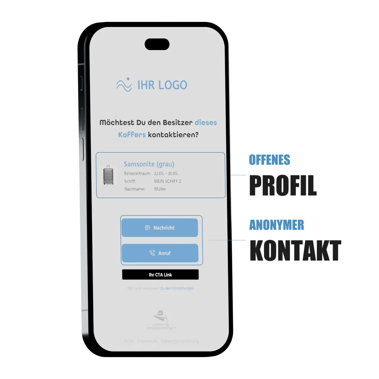 Funzione di contatto hiddencontact® – panoramica app
