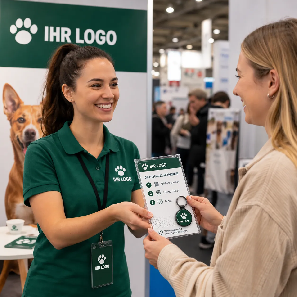 Médaillon animal sur un stand de salon