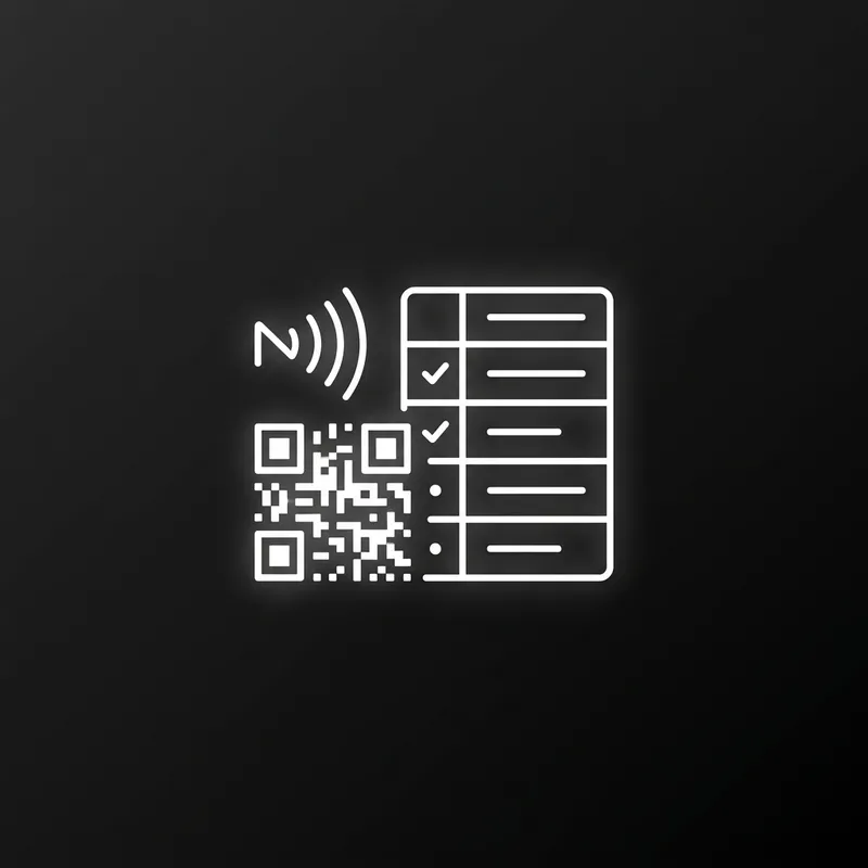 Symbole pour QR code, NFC et une liste de liens hiddencontact individuels