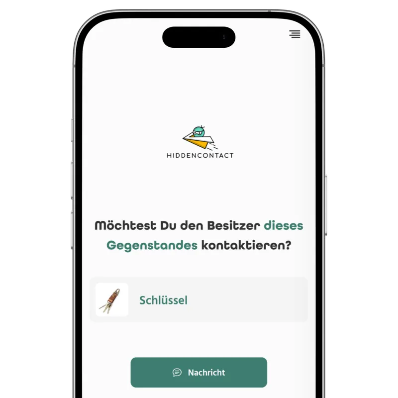 Page de contact hiddencontact : Souhaitez-vous contacter le propriétaire de cet objet – avec bouton message