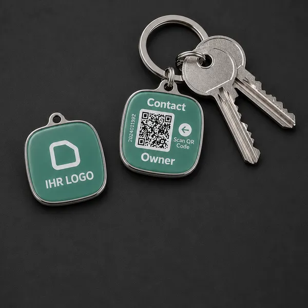 Schlüsselanhänger mit BrandTag und QR-Code